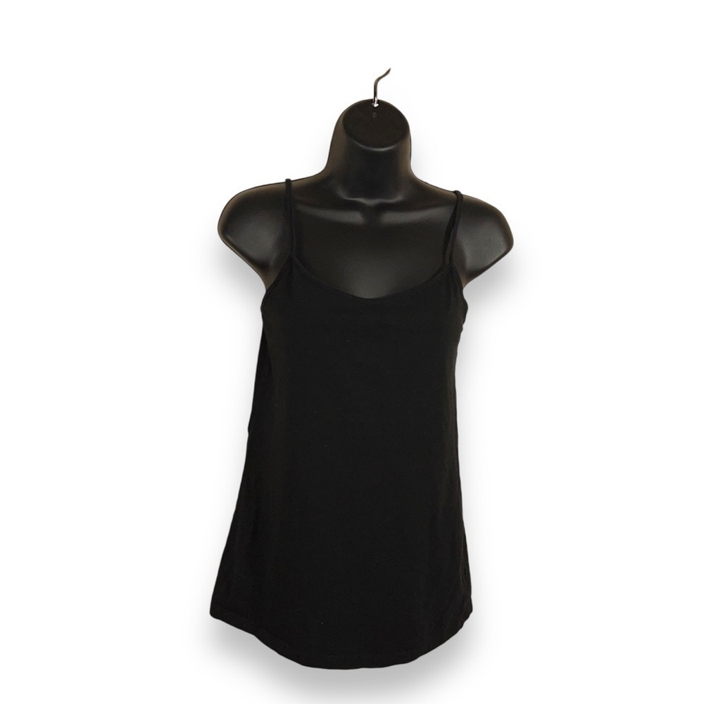 MEDIUM CLASSIC BLACK TANK TOP SLEEVELESS STRETCH SPAGHETTI STRAPS